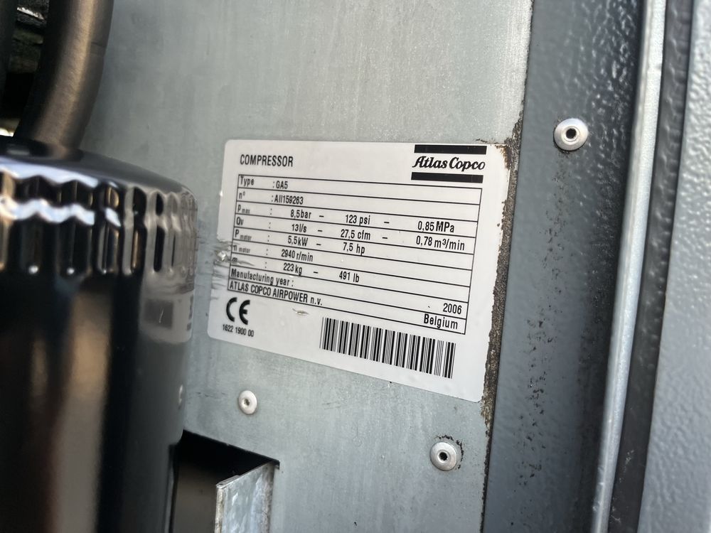 Винтов компресор Atlas Copco GA5 5.5Kw