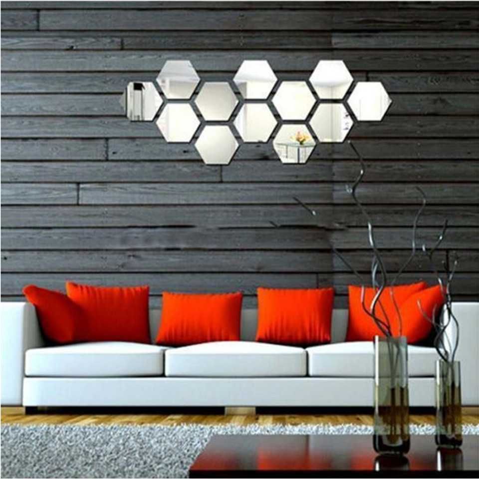 Set Oglinzi Hexagon - Oglinzi XXL Size Silver  12 bucati/set