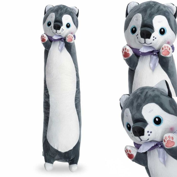 Jucarie de plus si perna plus de imbratisat copii caine husky 70 cm