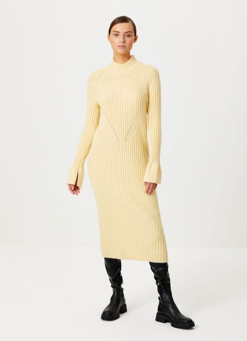 Продам теплое платье лимонного цвета