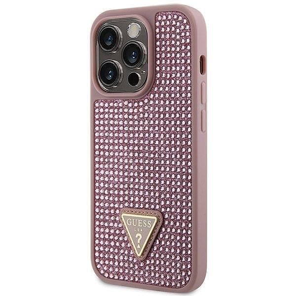 Кейс guess rhinestone triangle за iphone 14 pro 6.1" pink