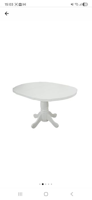 Vând Masa extensibila 100x135 cm, culoare alb, lemn masiv, blat MDF