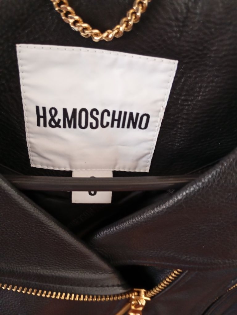 Jachetă Originală de la H&MOSCHINO neagră. Piele naturală
