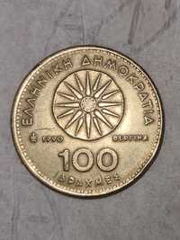 Monedă grecească 100 drahme