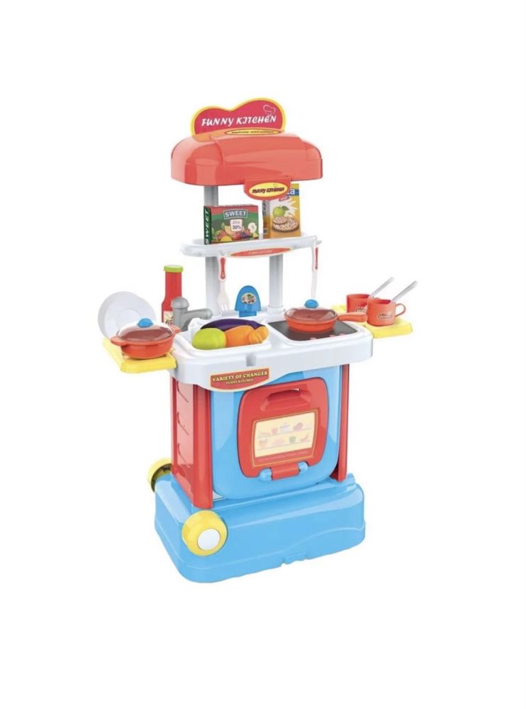Set de bucatarie sub forma de troler, cu 37 de piese, NOU