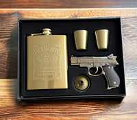 подаръчен комплект Jack Daniels павурче+запалка пистолет + 2 чаши