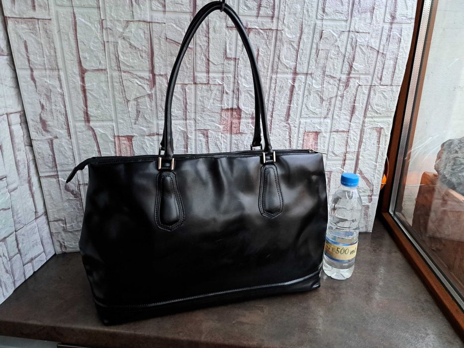 дамска чанта Chris Lancelot ,черна кожена чанта-естествена кожа