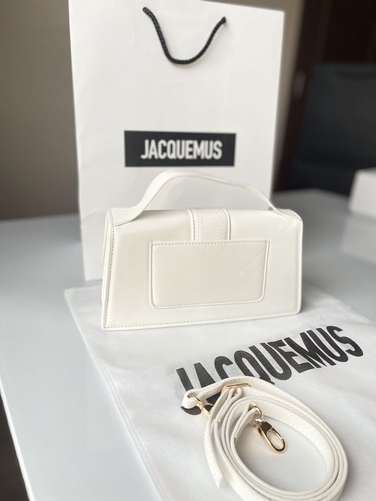Geanta/Poșetă Jacquemus Le Bambino White Top Handle Bag 18cm x 10cm