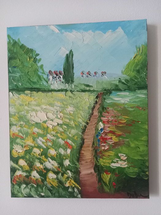 picturi în ulei pe pănză.pictura, pictat manual, texturata, cutit