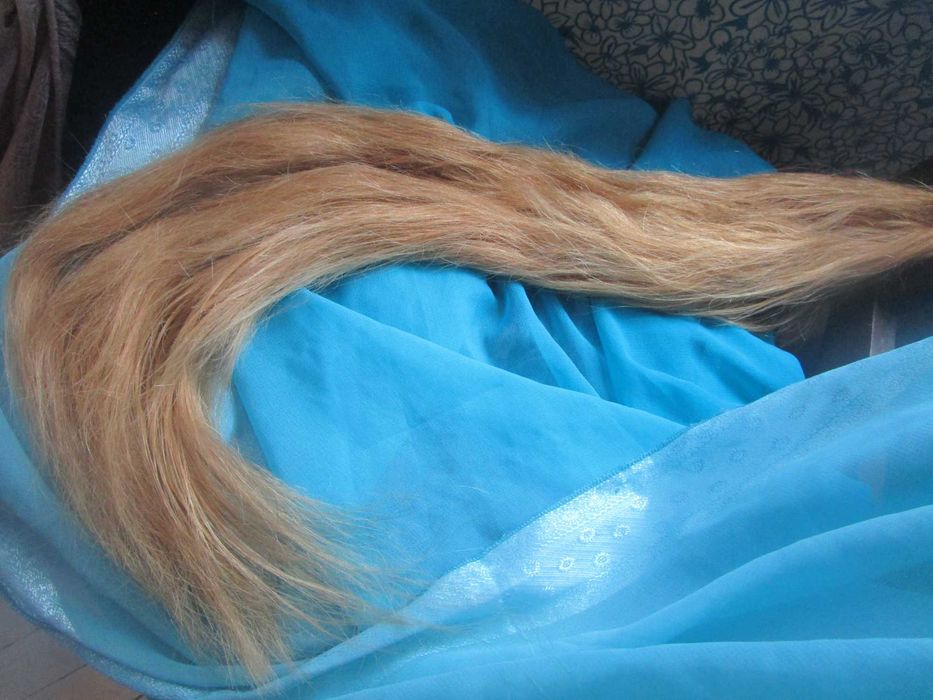 Естествена гъста коса , дължина 70 см ,тъмно руса