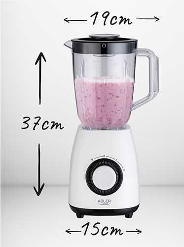 Blender Adler AD 4085, 1000 W, 2 viteze, bol 1,5 L, 4 lame inox, alb