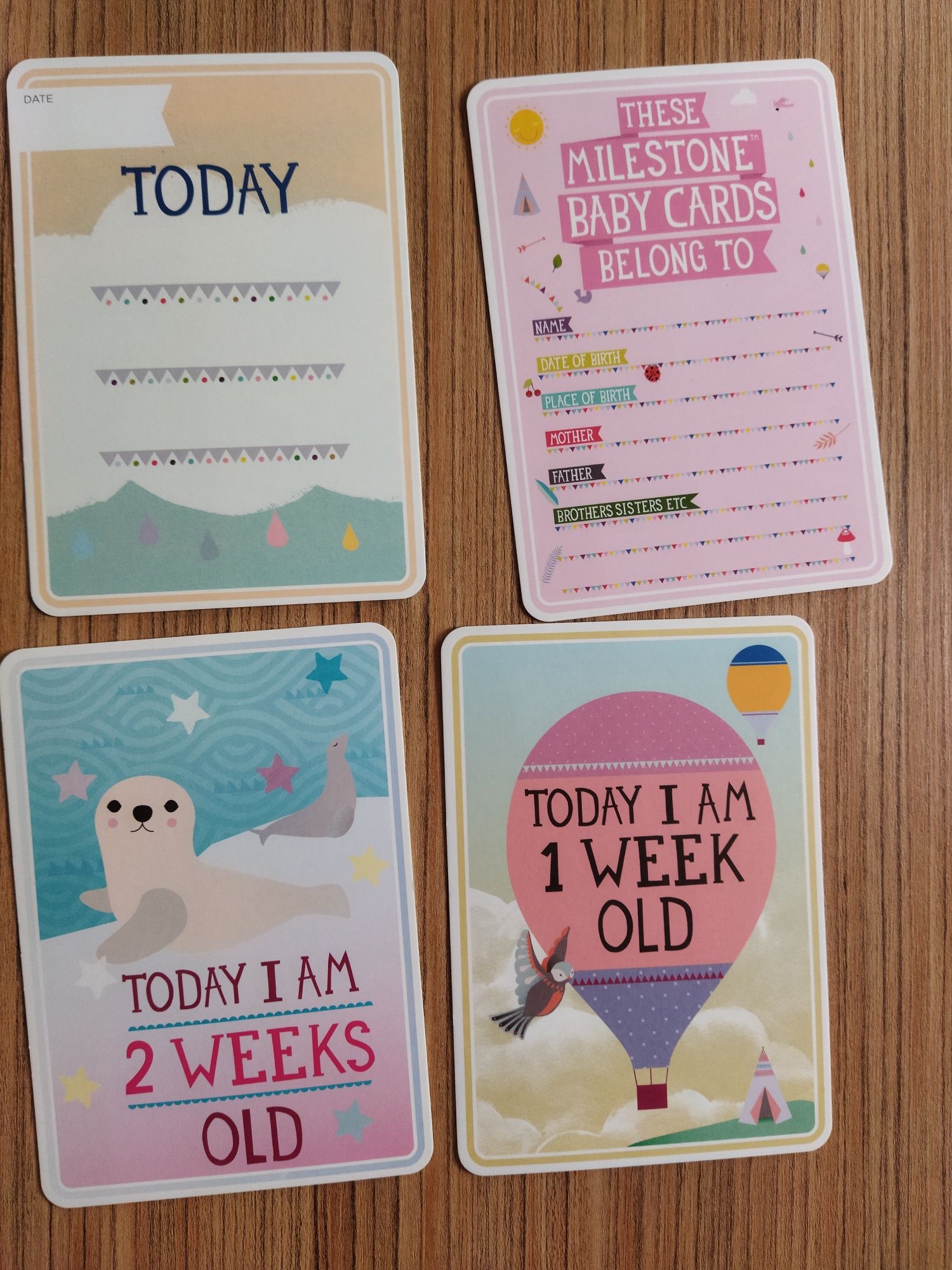 Pachet Milestone carduri de completat cu etapele bebelușul zi de naște