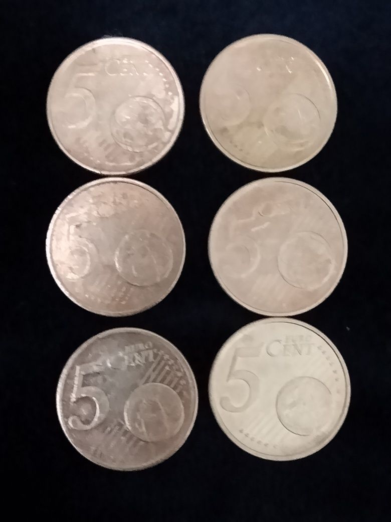 Monezi de 5 eurocenți din 2002.