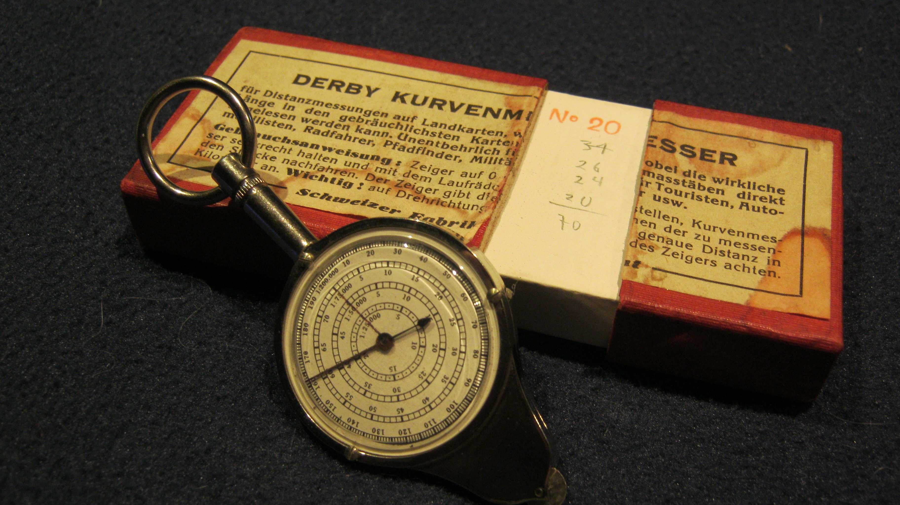 Instrument masura distante la scara,harti,DERBY KURVENMESSER,1930