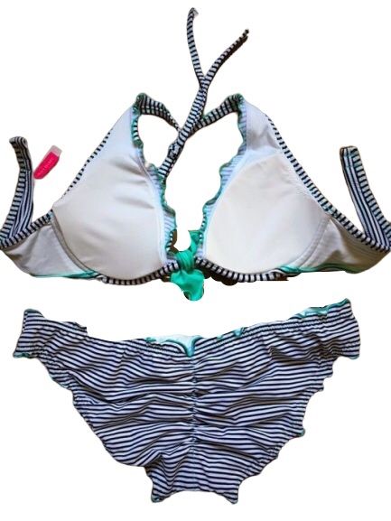 Costum de baie nou dungi Victoria Secret ORIGINAL import USA albastru