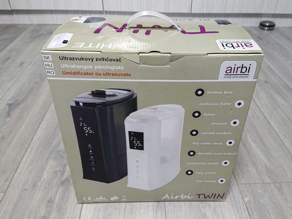 Umidificator cu ultrasunete si ionizare Airbi TWIN negru