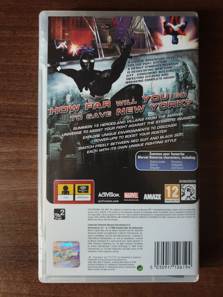 Spiderman Web Of Shadows PSP/Playstation Portabil