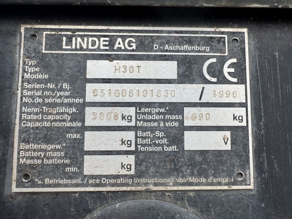 stivuitor Linde H 30 T fabr 1996 stare buna de functionare
