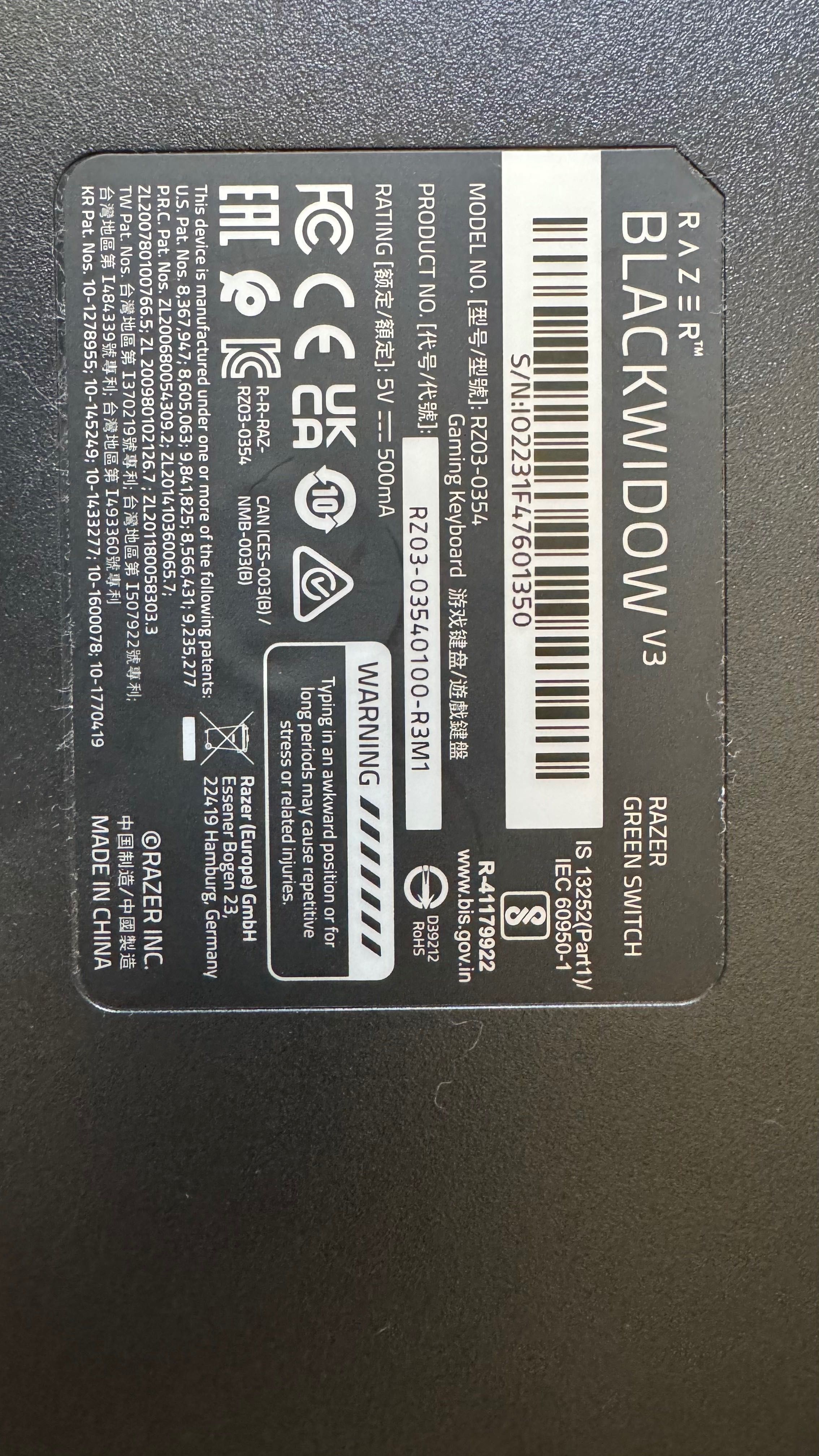 Razer BlackWidow V3 (Green Switch) клавиатура