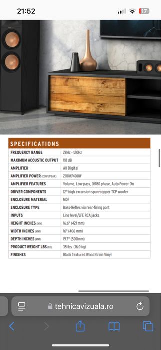 Subwoofer klipsch r120sw