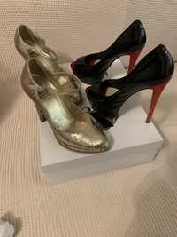Женские туфли- золотые, MOSCHINO (Италия), черные MATIVI
