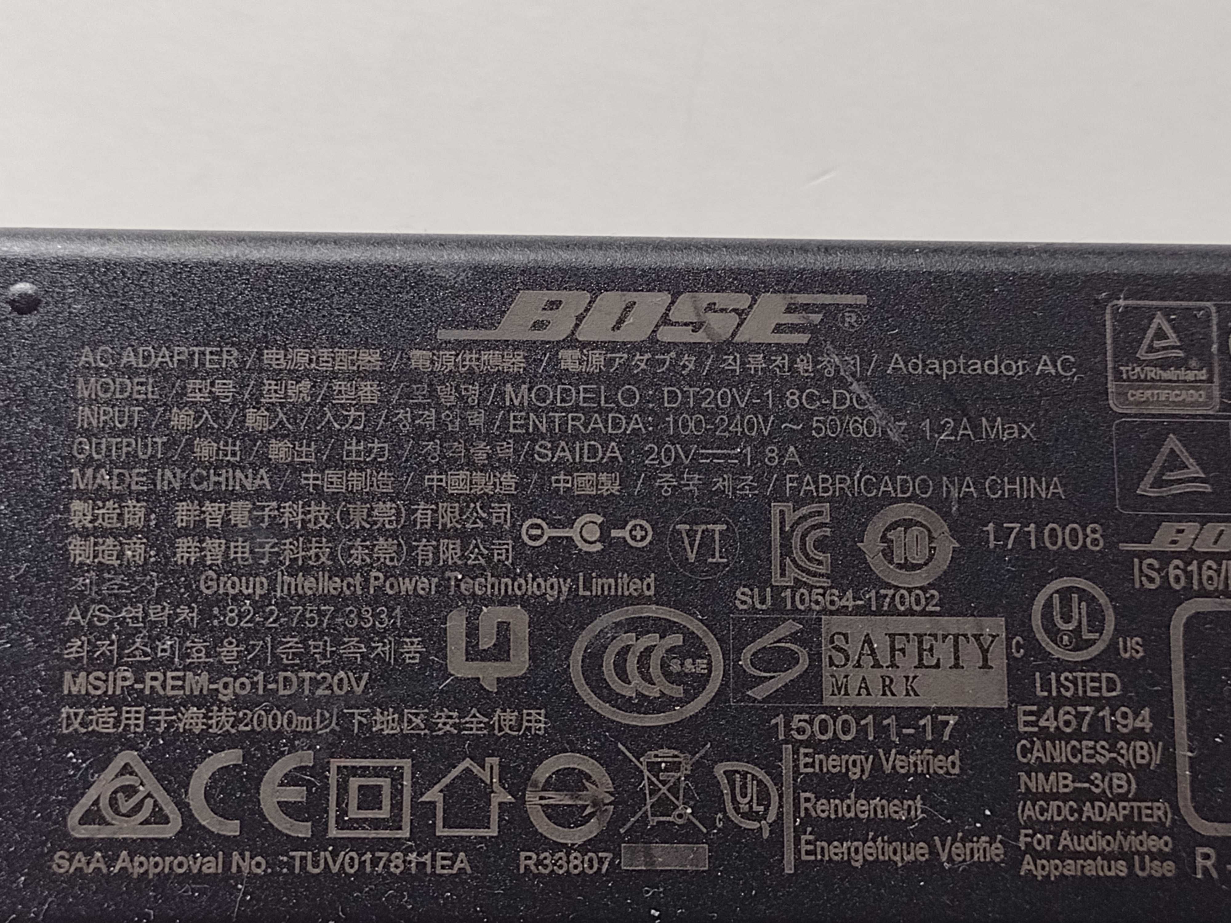Adaptor 20v 1.8a Dt20v-1.8c-dc sistem TV Bose Soundbar Solo 5 C20