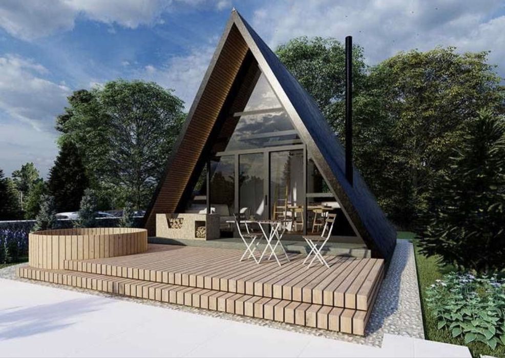 Case si cabane tip A frame