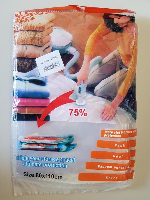 Saci vidare haine75%reduce 80x110cm Vidare aspirator Spatiu redus Noi