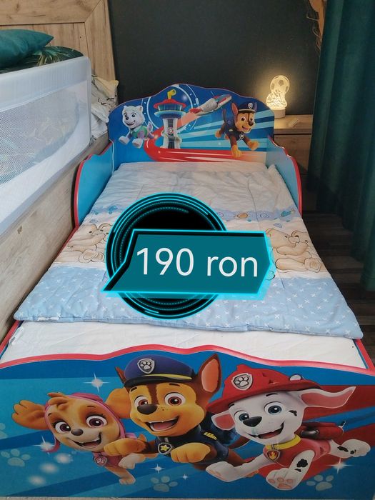 Pat copii paw patrol cu tot cu saltea