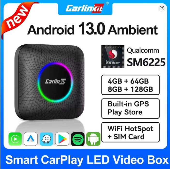 Wireless Android Auto/Carplay - Full Android System 8GB RAM 128GB ROM