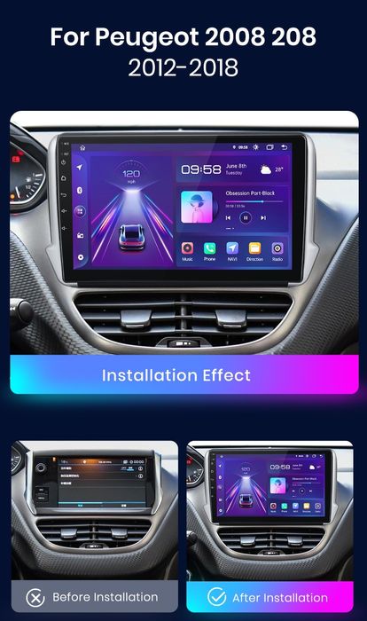 Navigatie Android dedicata Peugeot 2008, 208 (2012-2018)