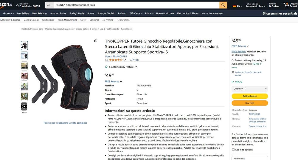 Genunchera fitnes/alergare Copper, Gel Pad Rotula, REDUS de la 200 ron