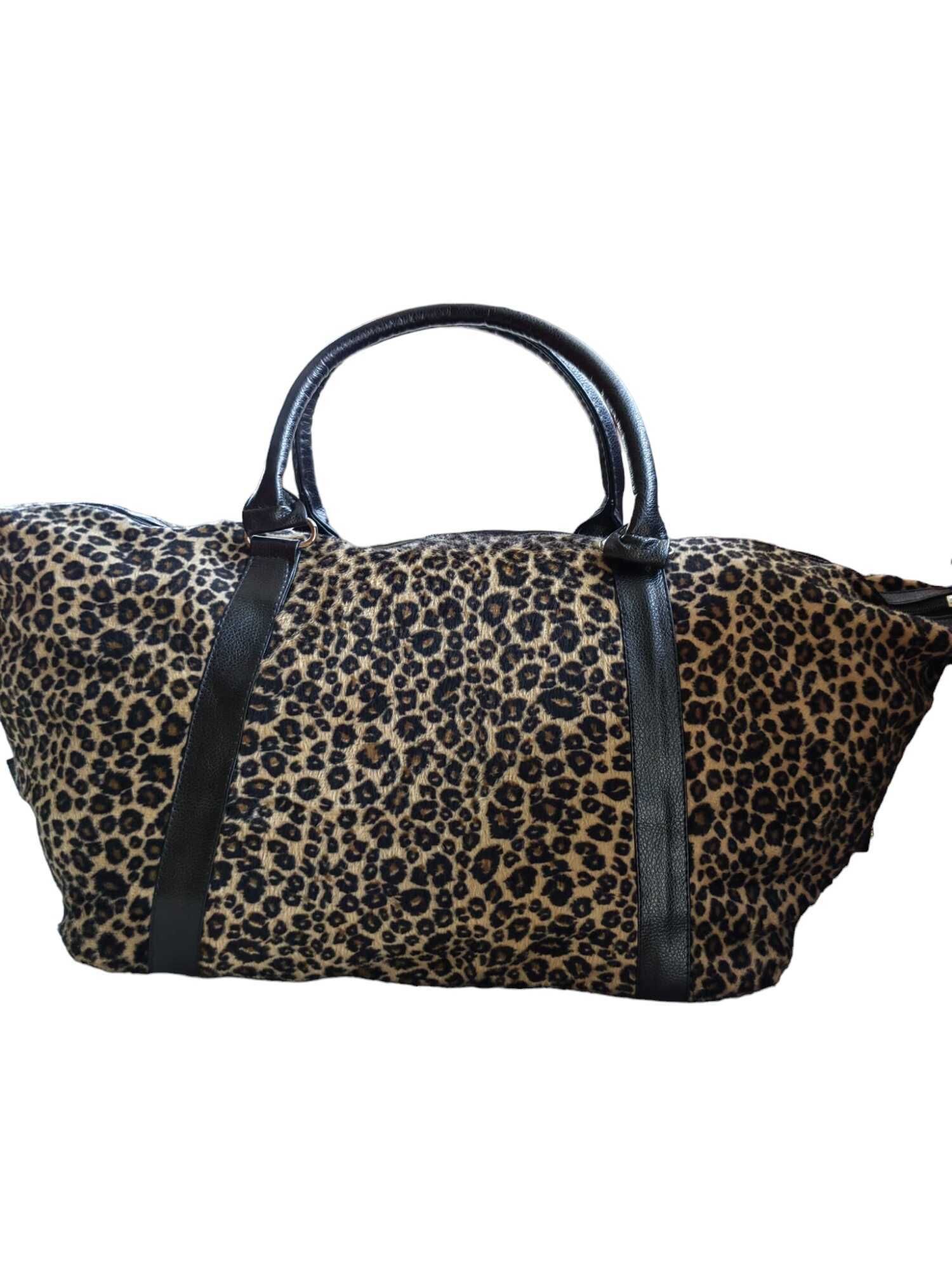 Дамска чанта със животинска щампа, 61х28х17 см