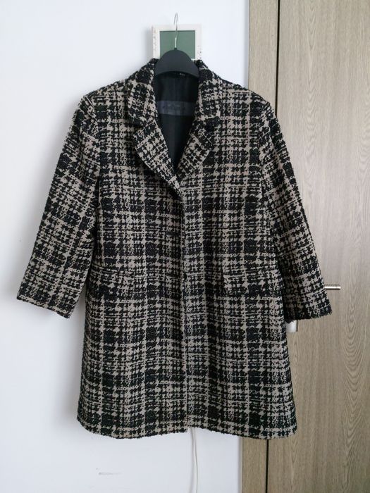 Blazer lung AirField, culoare negru, model cu picatele (40)