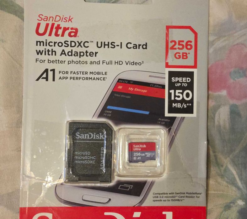 Card de memorie SanDisk Ultra microSDXC, 256GB, 150MB/s, Class 10, nou