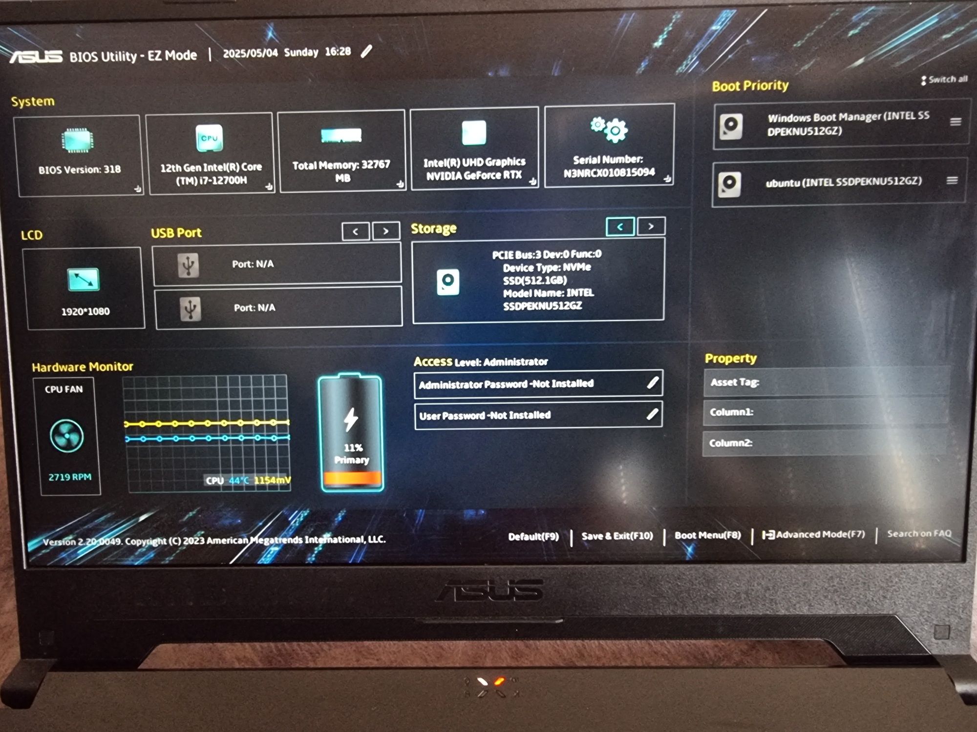 ASUS TUF F15 FX507ZM - i7-12700H 144Hz RTX3060 32GB 5600mhz RAM 1,5TB