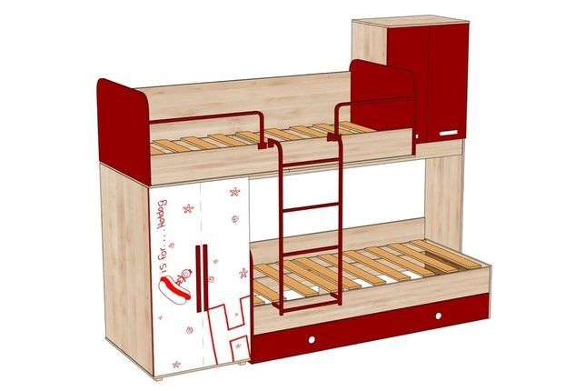 Кровать "Алфавит" со шкафами