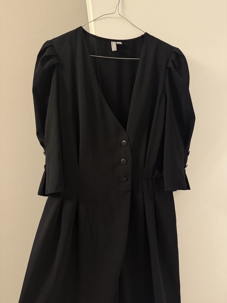 Salopeta tip pantaloni neagra cu nasturi