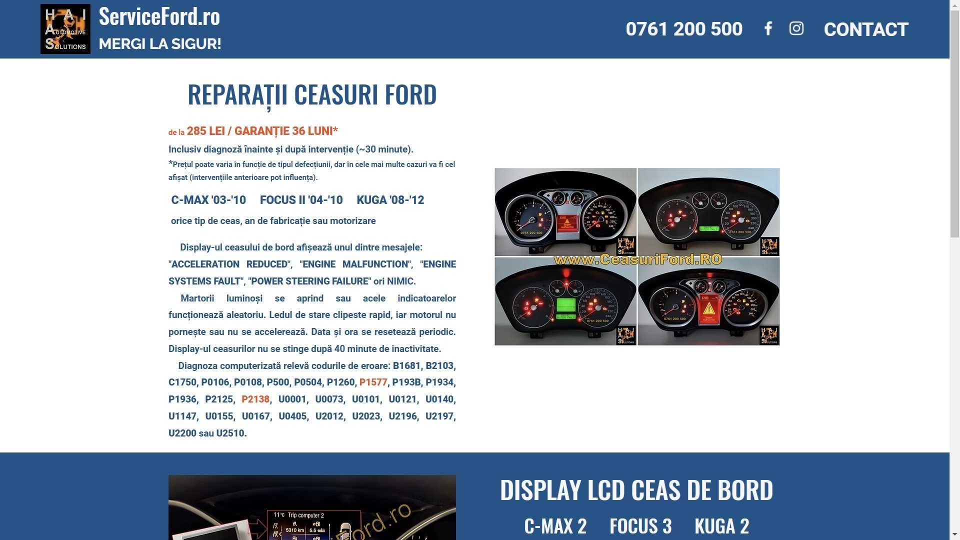 REPARATII ceasuri de bord FORD C-Max Focus Galaxy Kuga Mondeo S-Max