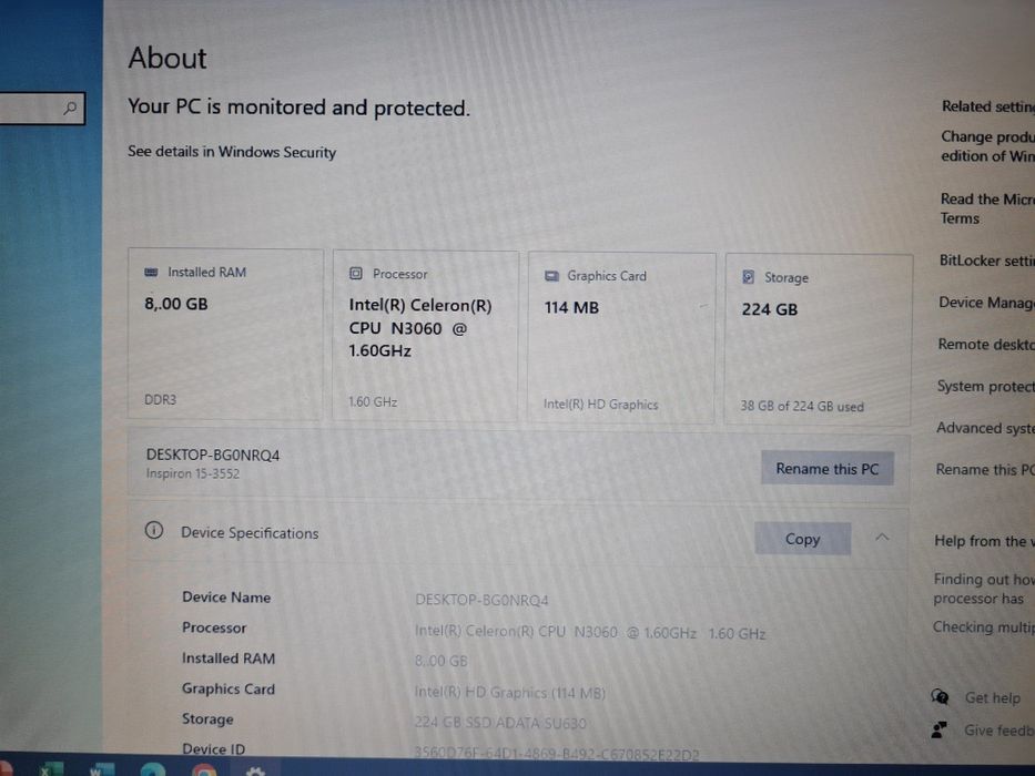 Laptop Dell  8gb , SSD 240gb