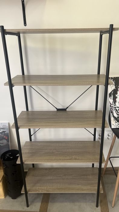 Етажерка VANDBORG 5 рафта цвят светъл дъб/черно