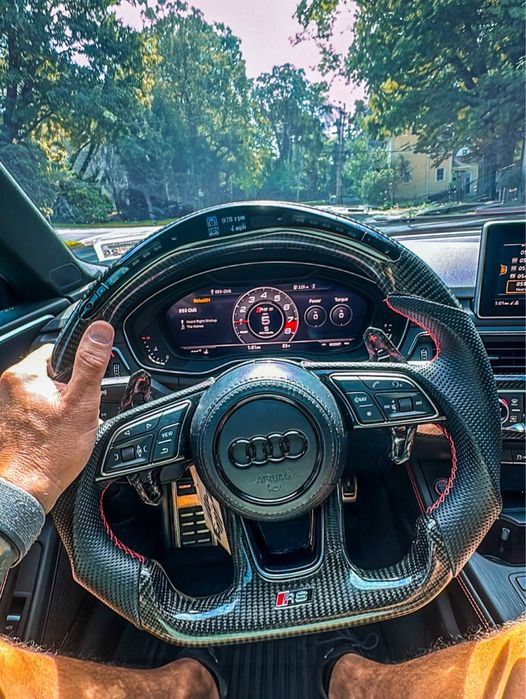 Volan AUDI carbon alcantara RS S Q8 Q7 A4 A5 A6 A7 A8 S5 SQ5 RS5 RS7 S