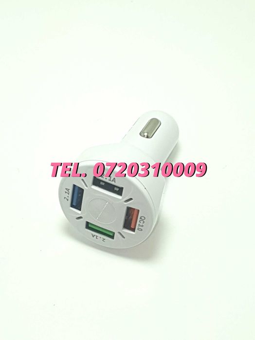 Incarcator Masina Auto 4 Porturi Bricheta Usb Qc Incarcare Rapida