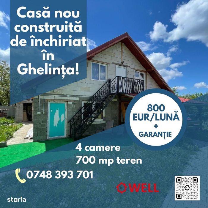 Casă nou construită de închiriat în Ghelința!