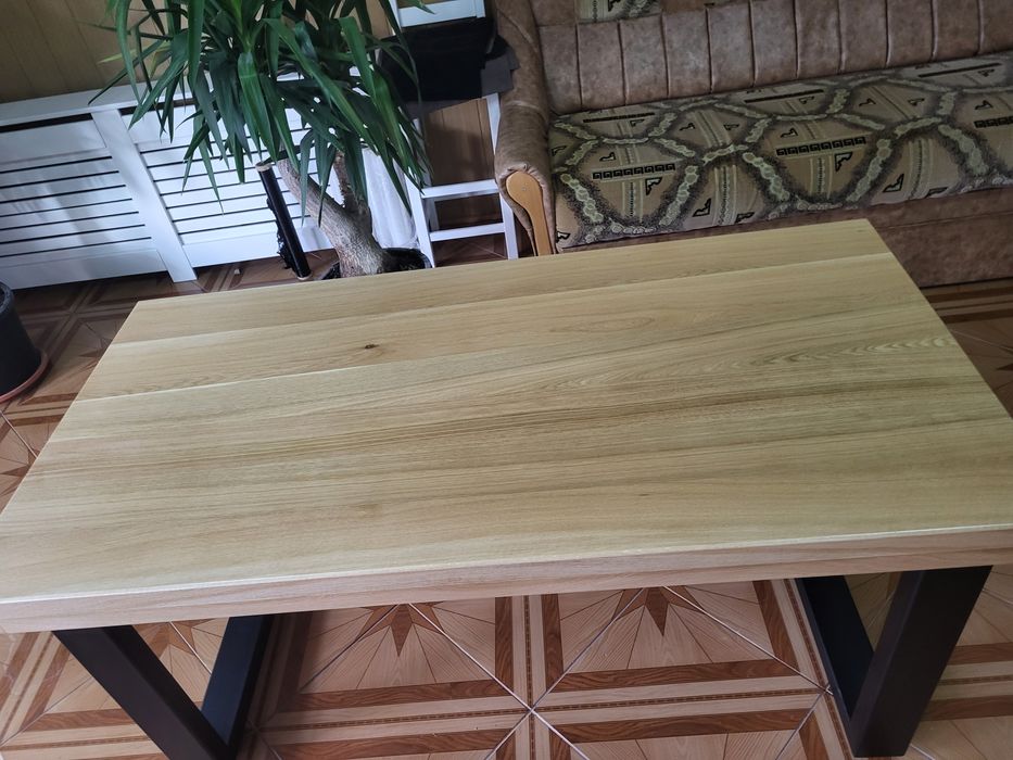 Masa blat stejar și structura din fier