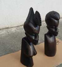 Statuete africane lemn de abanos,Vechime 60 ani, H=27B-30(F)cm,L=8 cm.