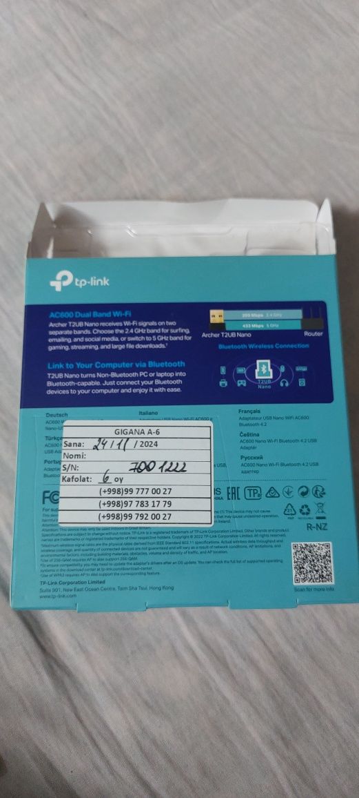 Bluetooth 4.2 USB Adapter sotiladi. Narxi 150.000 so'm