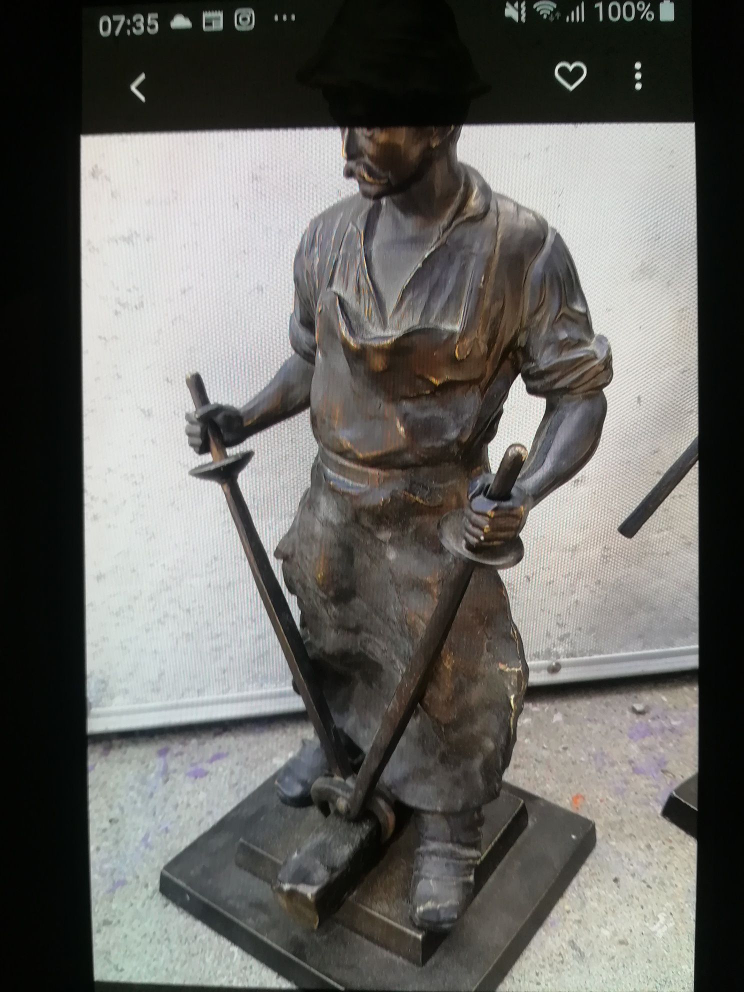 Statueta bronz veche antichități miner fierar