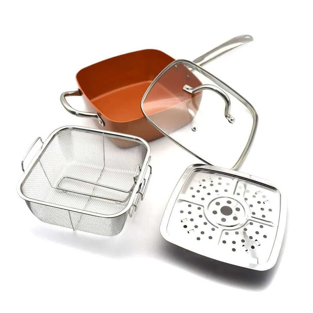 Дълбок тиган с незалепващо покритие 5в1 Copper Pan