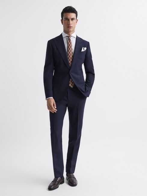 Sacou slim de lux Reiss 50 L lana virgina super 110s albastru